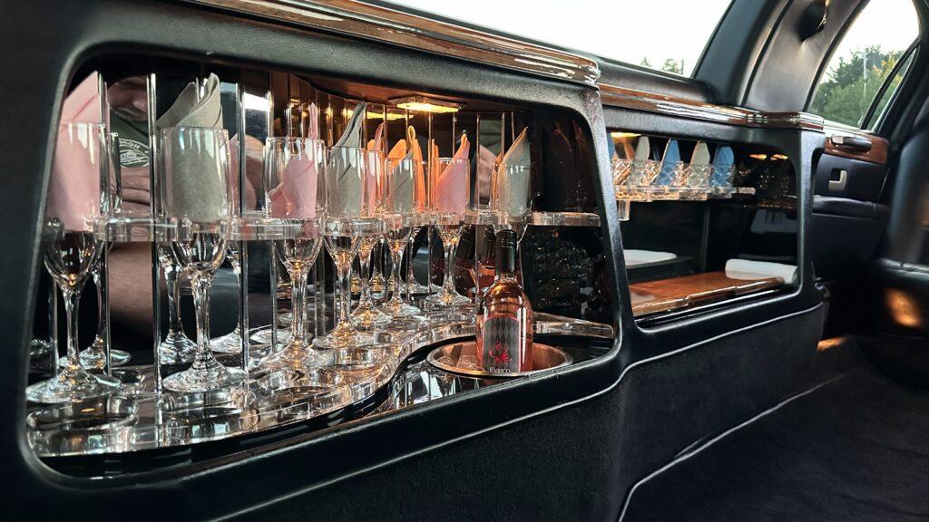 Elegant display of crystal glassware