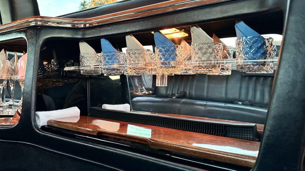 Luxurious interior with glassware display